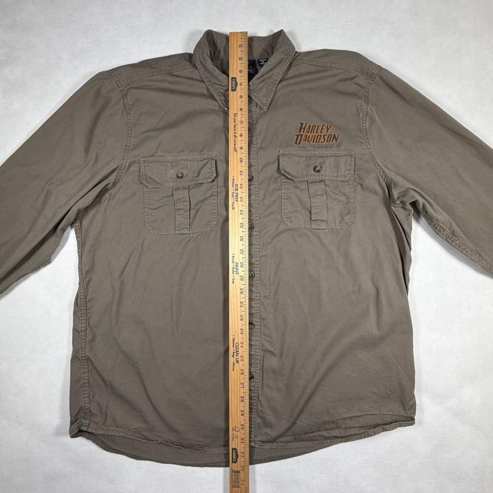Harley Davidson Mens 2XL Brown Long Sleeve Eagle Graphic Button Down Shirt - Picture 5 of 13